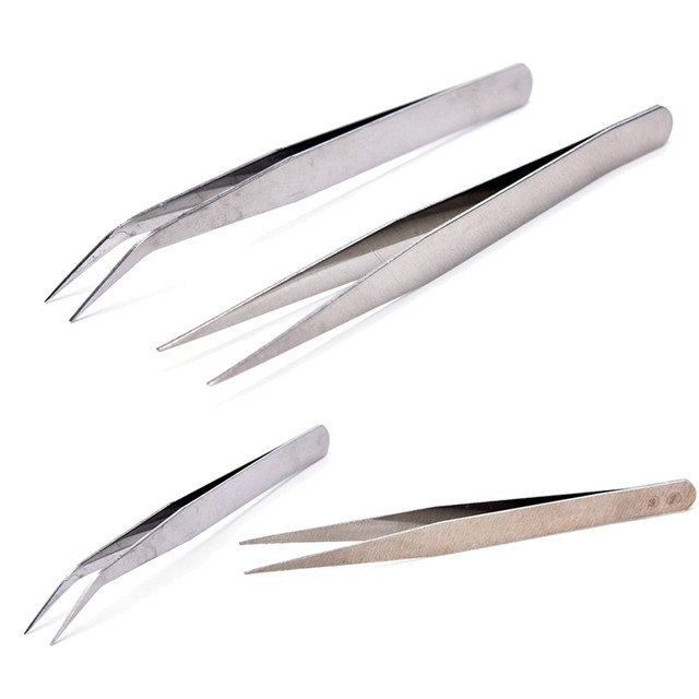 2Pcs Stainless Steel Safe Smooth Straight Tweezers Feeding Tongs